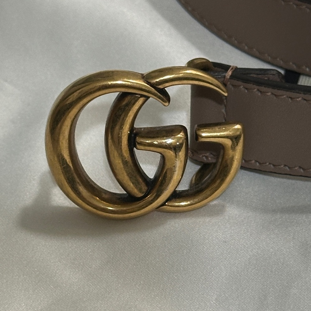 Gucci Tan Leather Belt with Gold GG Buckle - Picture 4 of 6